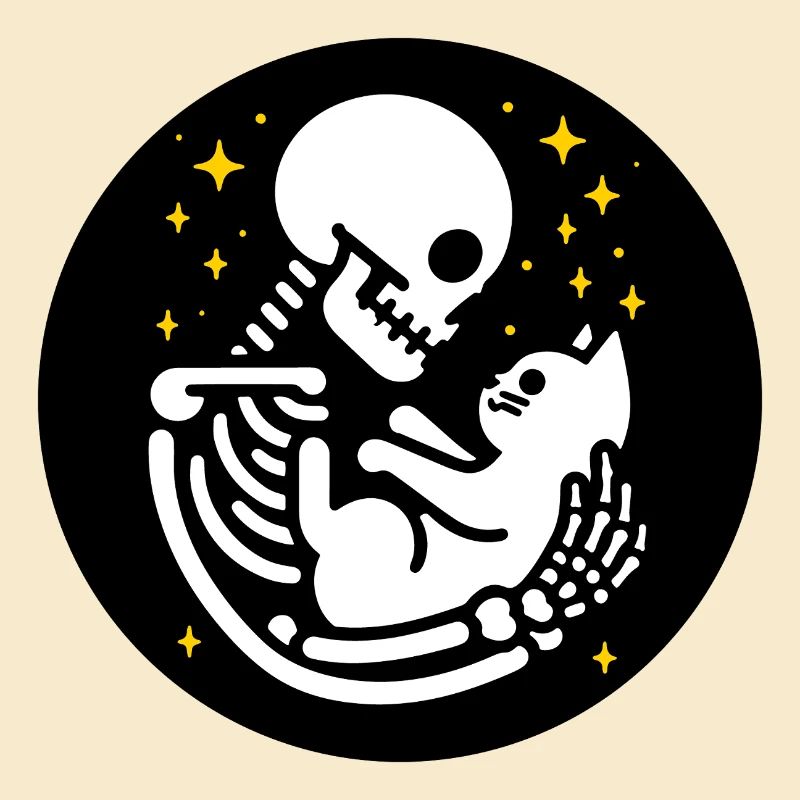 Skeleton with cat