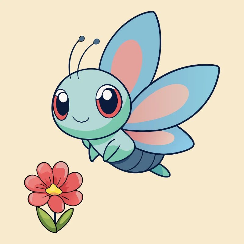 Bébé libellule colorée proche d'une fleur