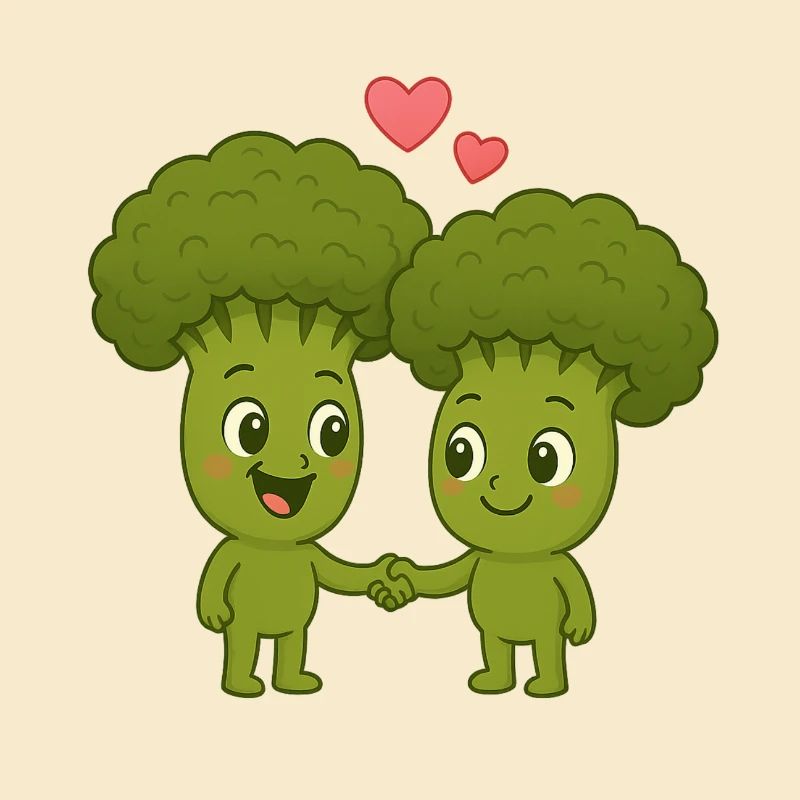 Mignon brocoli avec des cœurs