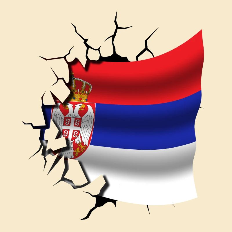 Drapeau de la Serbie - Serbe - Drapeau Broken Design