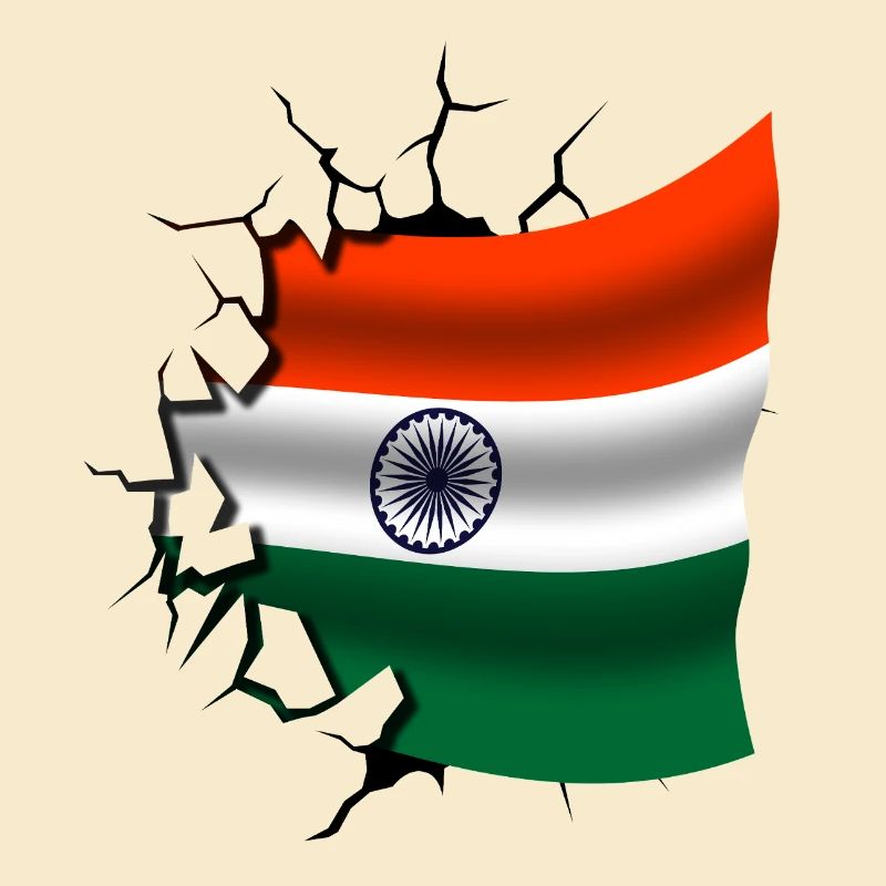 Drapeau de l’Inde - Inde - Drapeau Broken Design