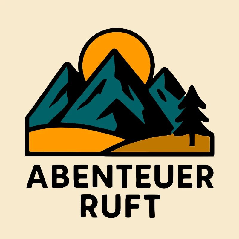 Mountain motif with sunrise