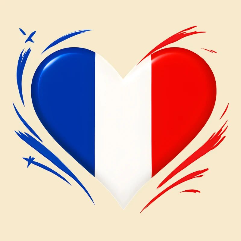 Amour Coeur battant - Drapeau français