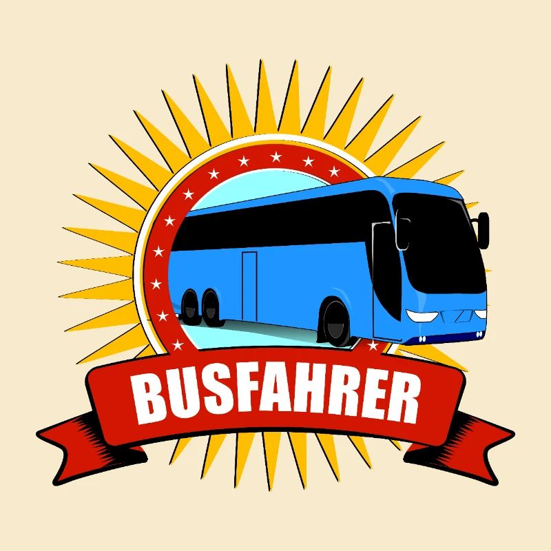 Bus Driver Fun Motif with Sunbeams