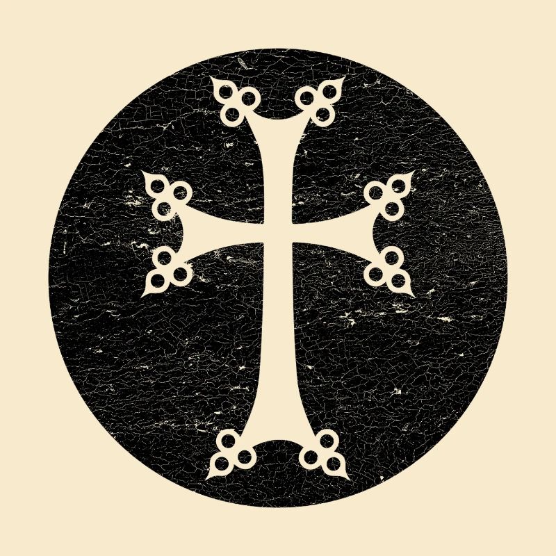 Stylized Armenian Cross in Black Circle