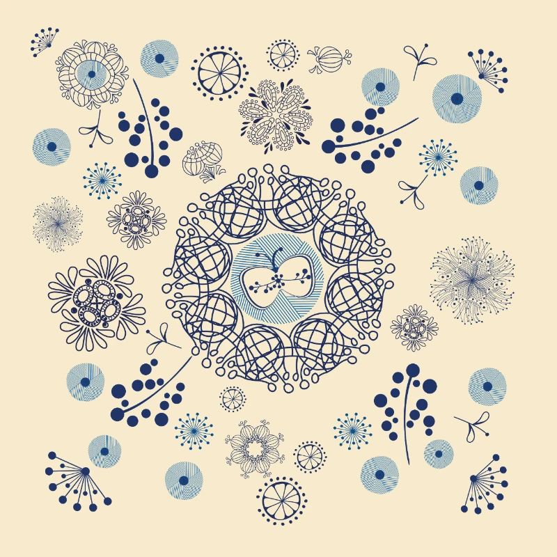 Abstraktes Winterblumenmuster in Blau