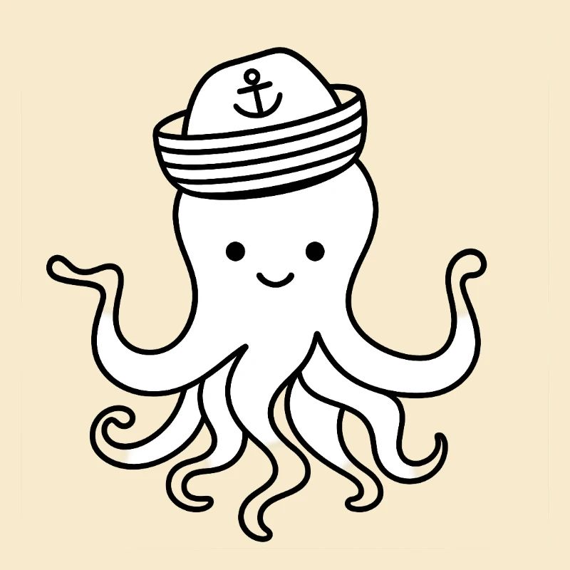 Pieuvre mignonne avec chapeau d’ancre