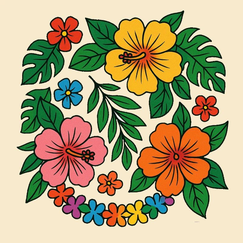 Tropical Hibiscus Floral Pattern