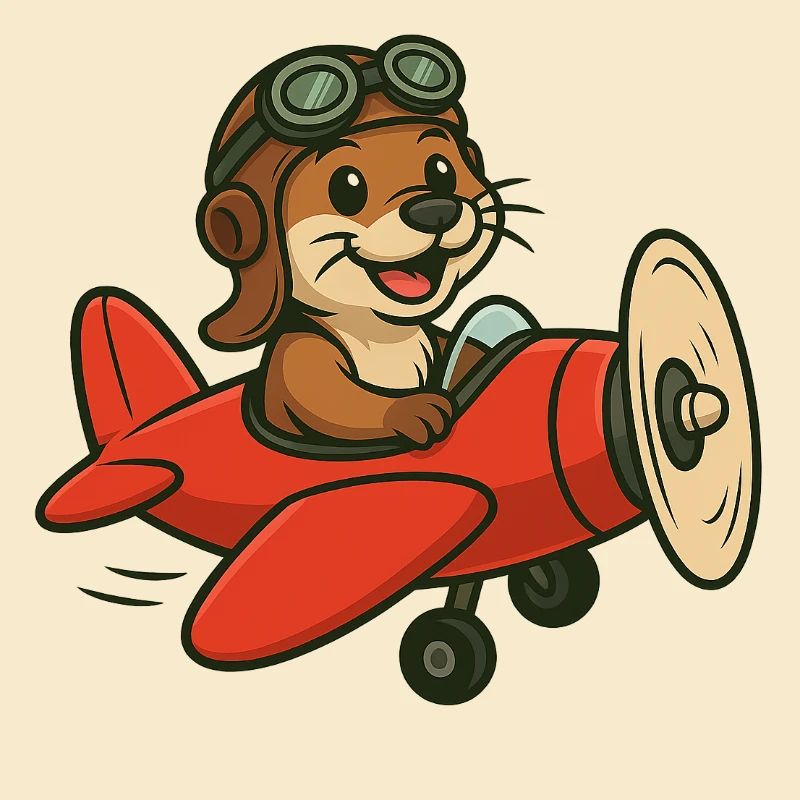 Adventurous otter on the plane