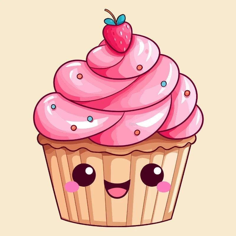 Cute Strawberry Swirl Cupcake Design