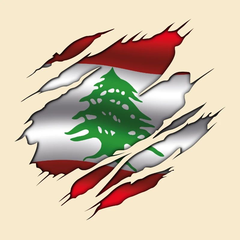 Flagge des Libanon - Zerrissene Flagge