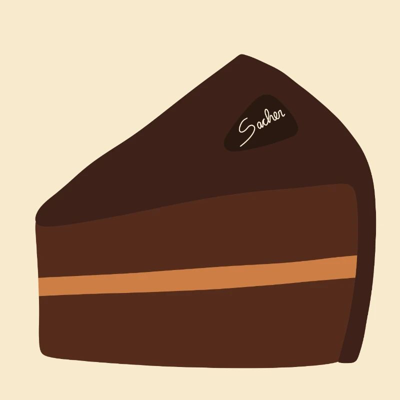Sacher Chocolate Slice Illustration Design