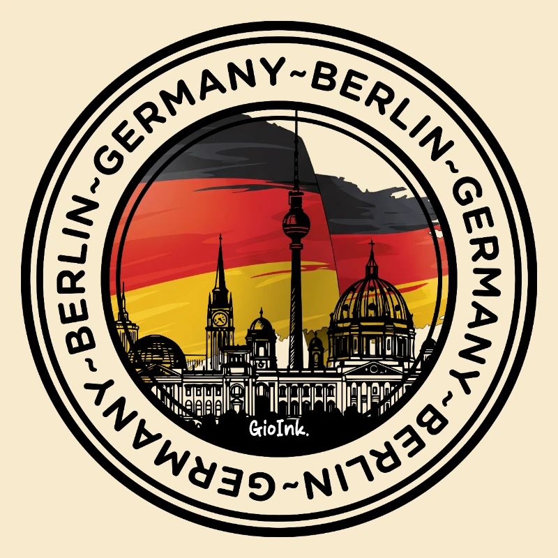 Berliner Skyline mit deutschen Flaggenfarben