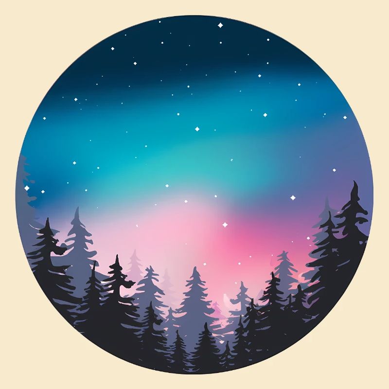 Nachthimmel, Aurora, Waldlandschaft