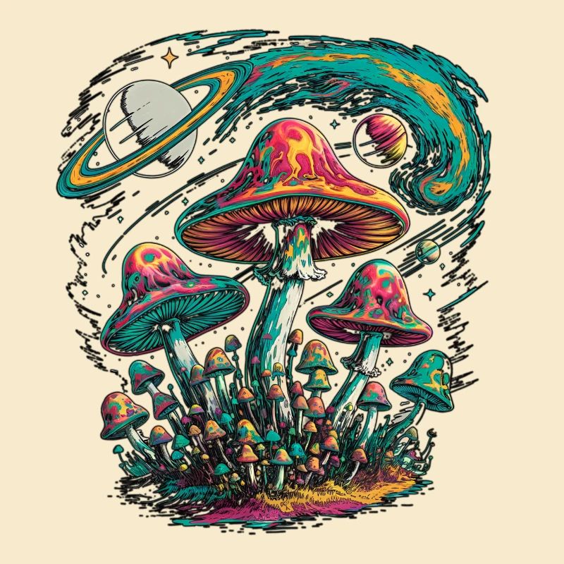 Psychedelische kosmische Pilze Kunstwerk