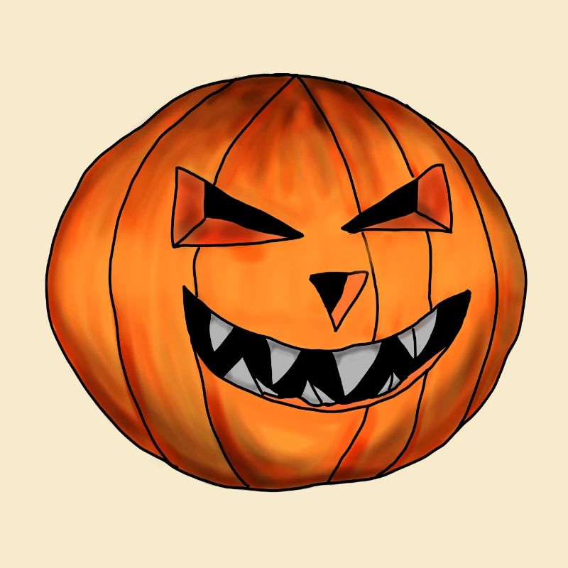 Creepy pumpkin head with evil grin
