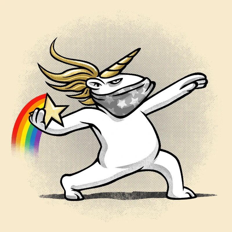 La licorne lance un arc-en-ciel