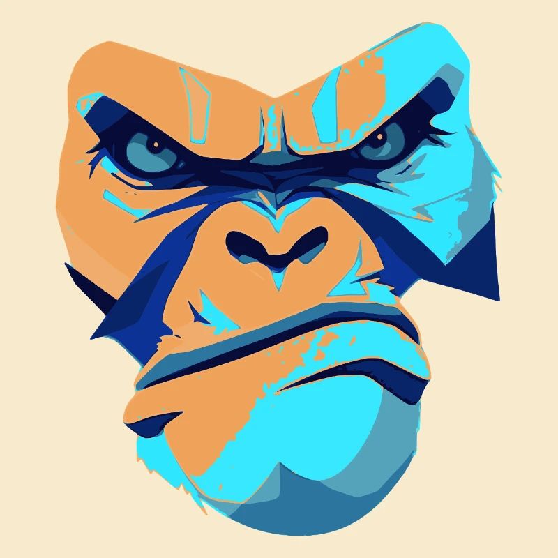 Ungezähmeter Gorilla  Blau Frontdruck
