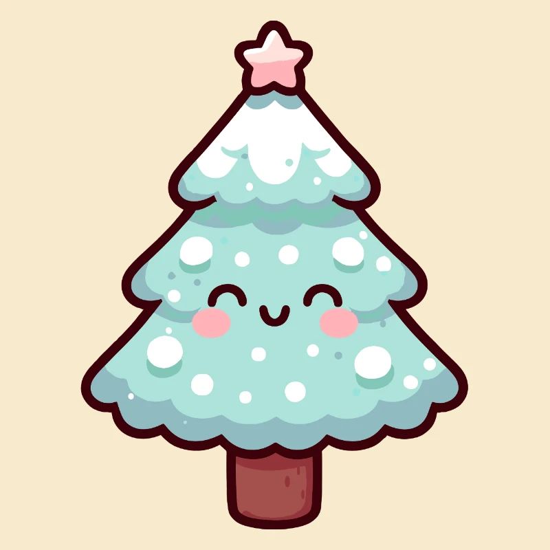Conception d’arbre de Noël enneigé kawaii