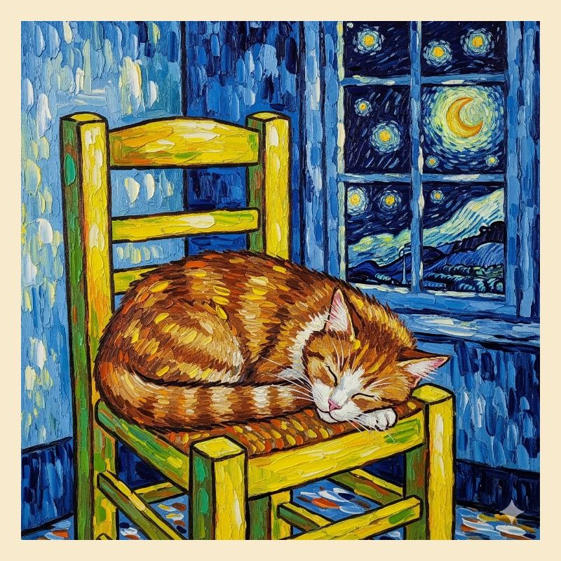 Kat van Gogh Starry Sky