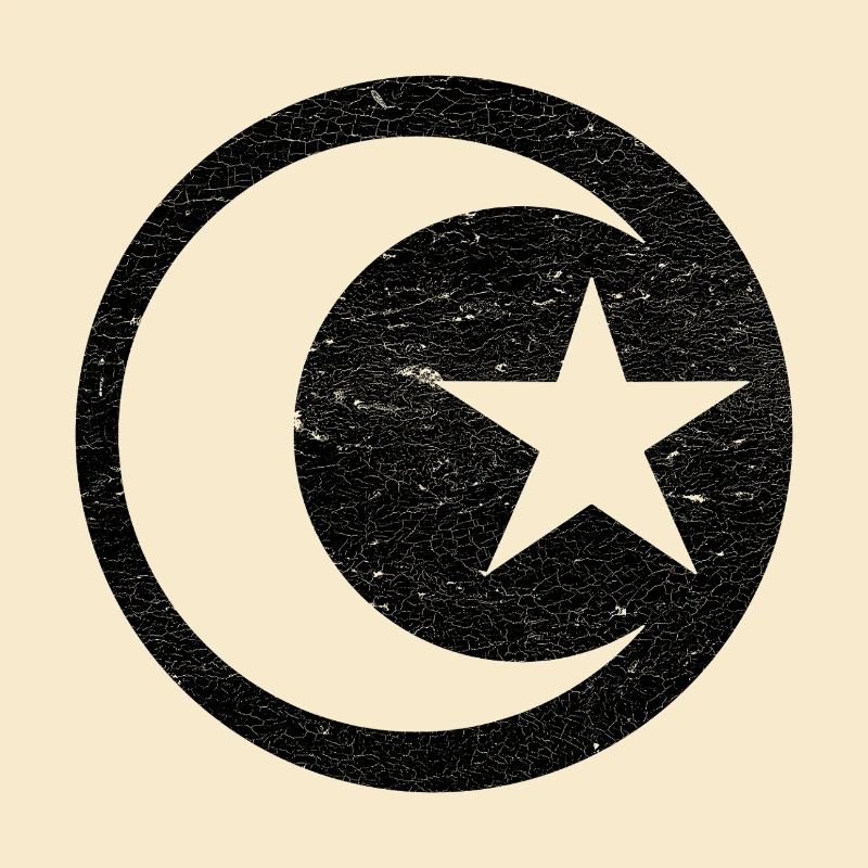 Crescent and star islam black circle