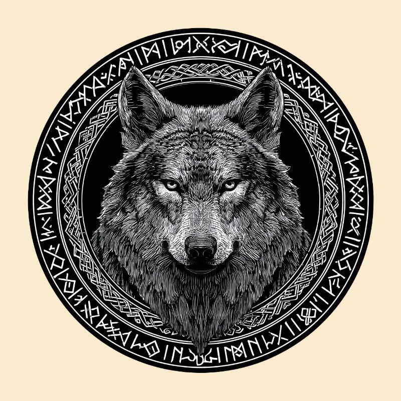 Nordic Wolf Viking Runes