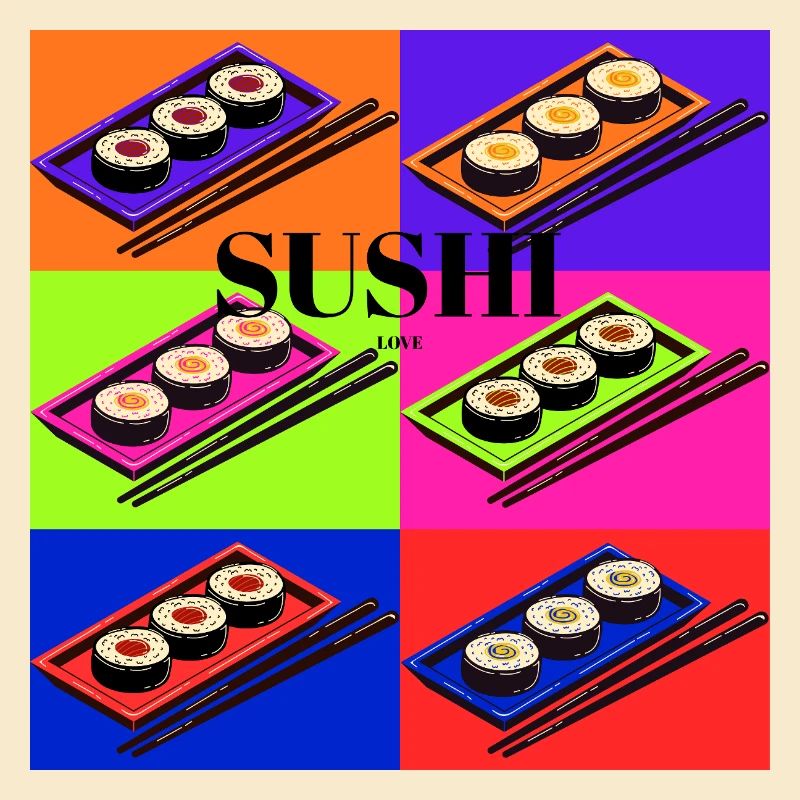 Design de sushi coloré avec un style pop art