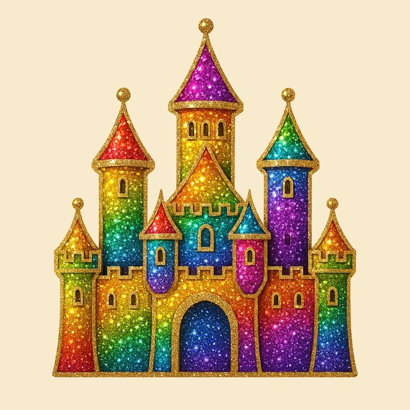 Regenbogen-Glitzer-Schloss-Design
