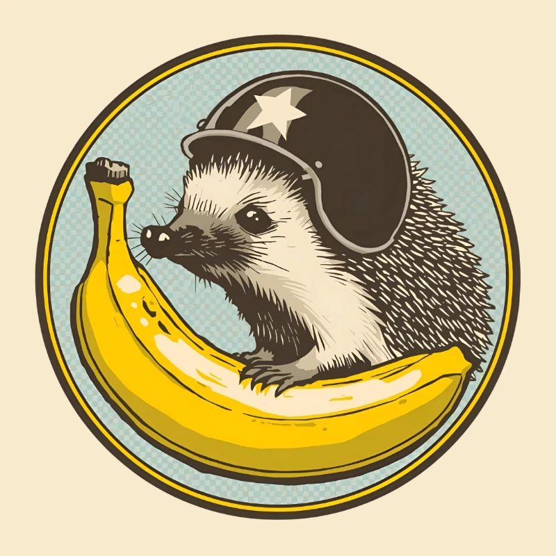Hérisson avec motif casque et banane