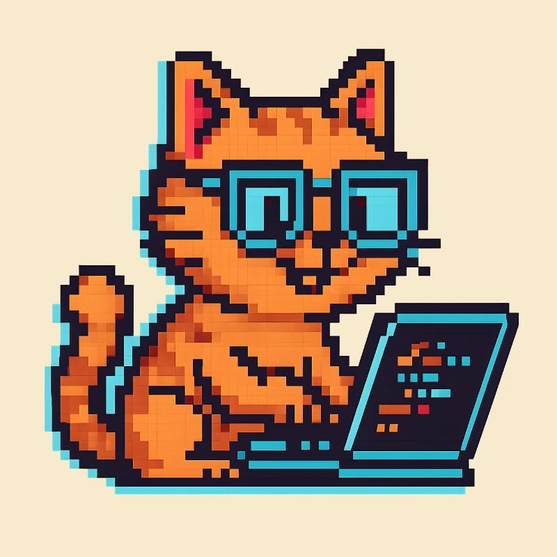 Chats pixel avec ordinateur portable et lunettes
