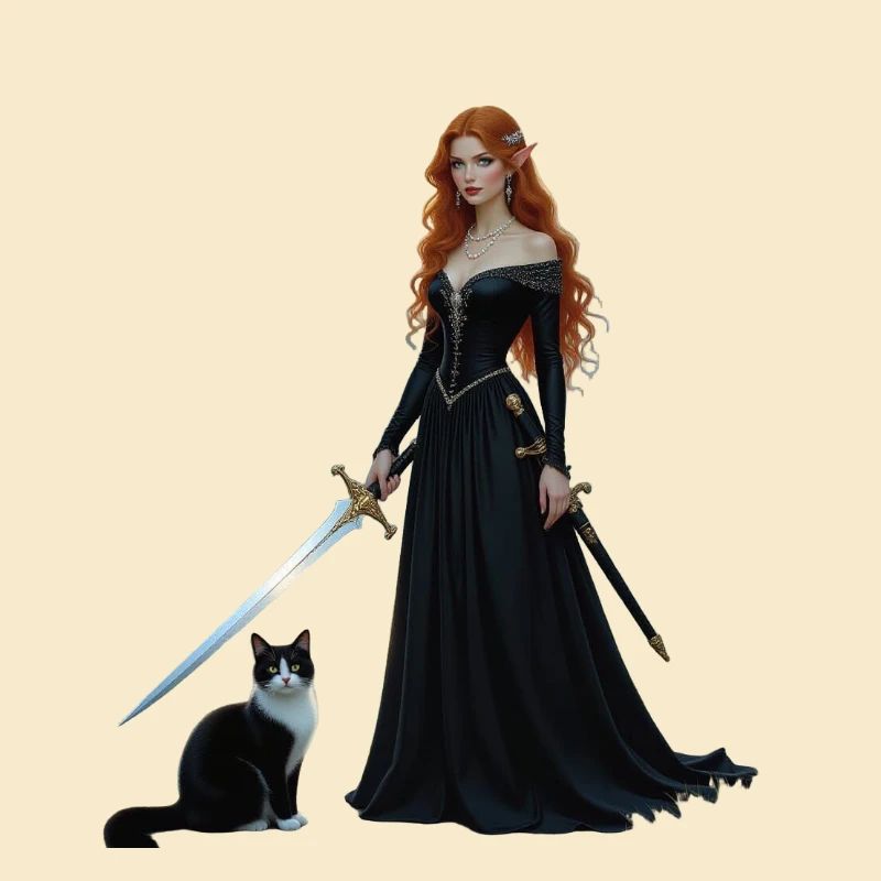 Belle fée princesse et chat