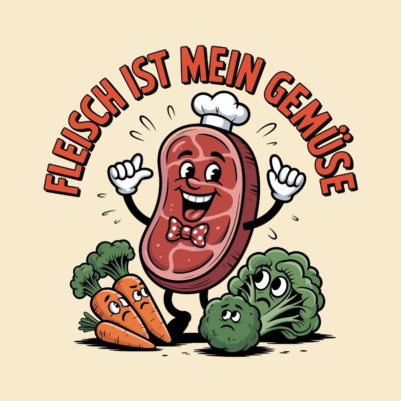Meat is my vegetable cartoon design