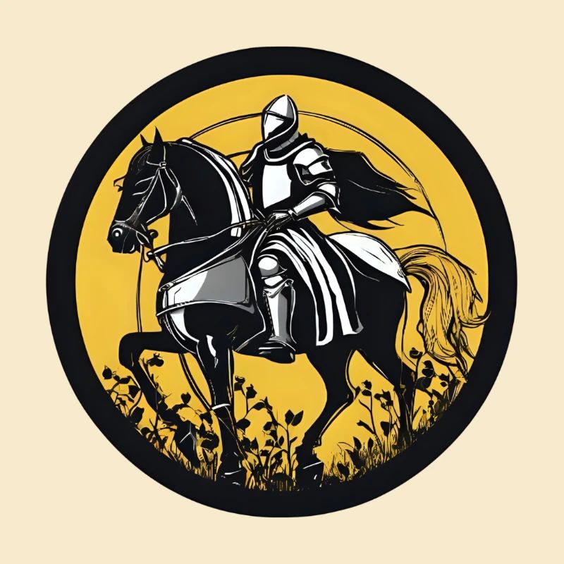 Ritter auf Pferd mit Mondhintergrund