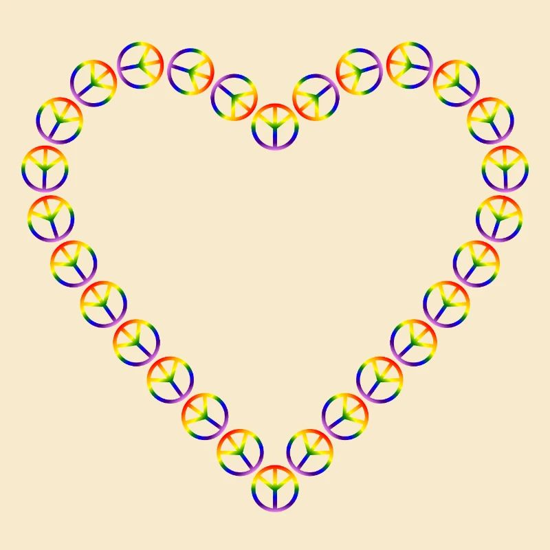 Rainbow Peace Heart Pattern