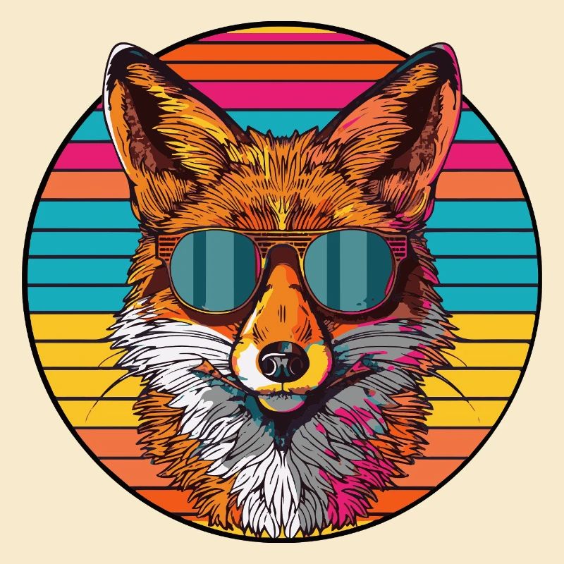 Retro Sunglasses Fox Illustration