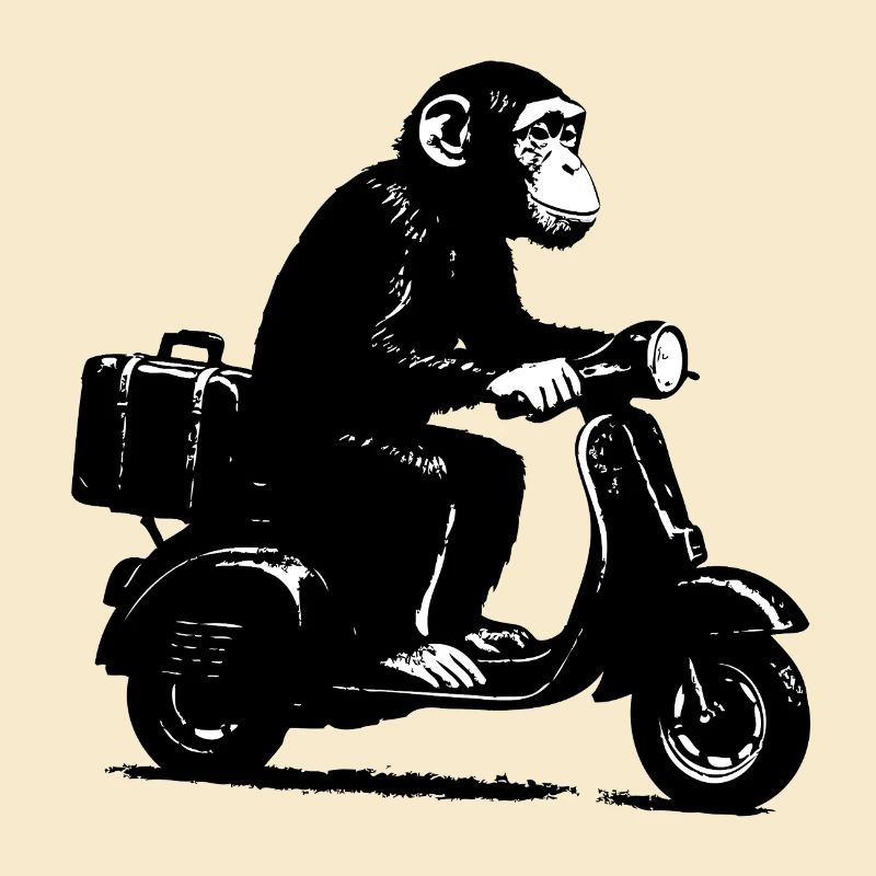 Retro Affe auf Moped | Roller-Affe