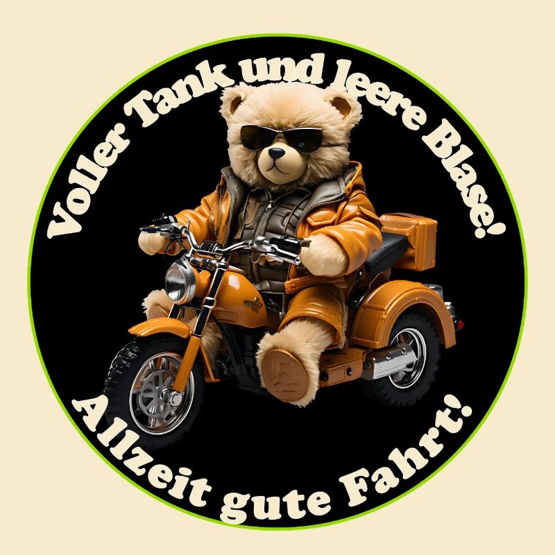 Cute bear on motorcycle with sunglasses