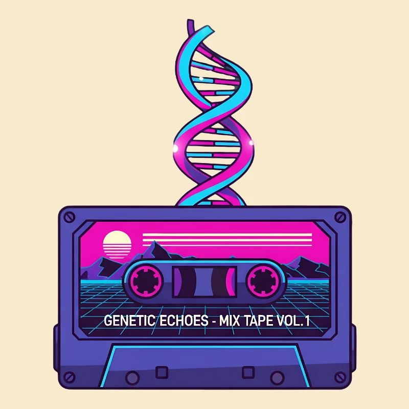Neon Retro Kassette DNA Kunst