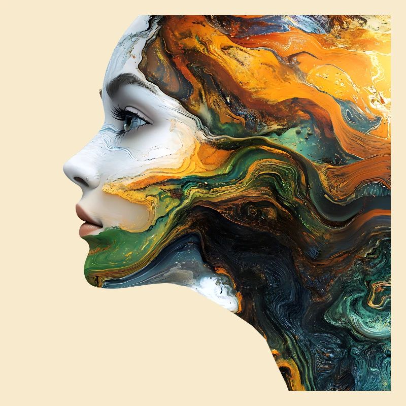 Motif de visage d’art fluide