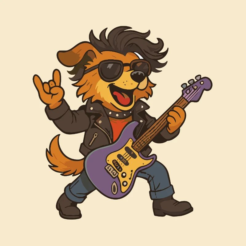 Rocking Dog mit E-Gitarre