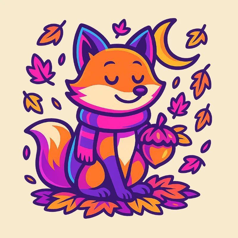 Autumnal fox with pumpkin sketch