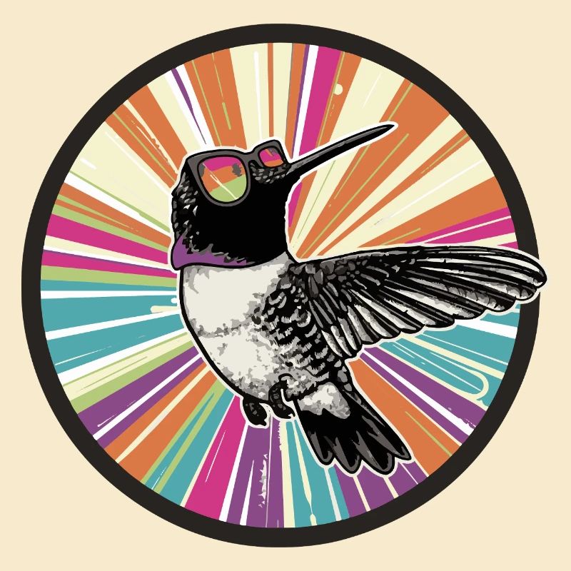 Vibrant hummingbird with color explosion