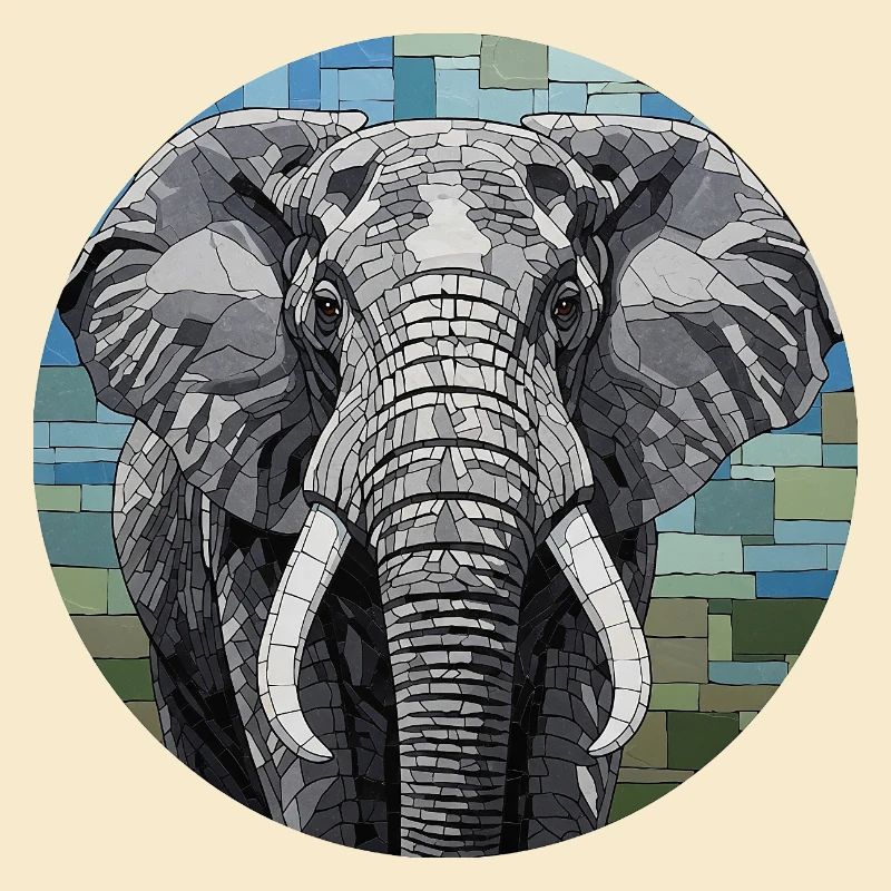 Mosaic Elephant Art Portrait