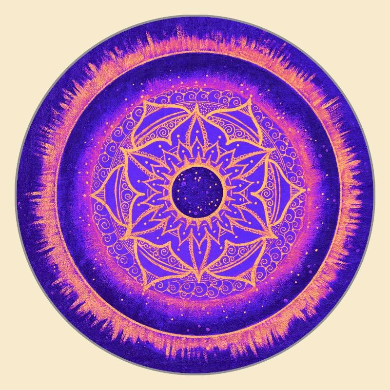 Design de mandala en violet, bleu et orange