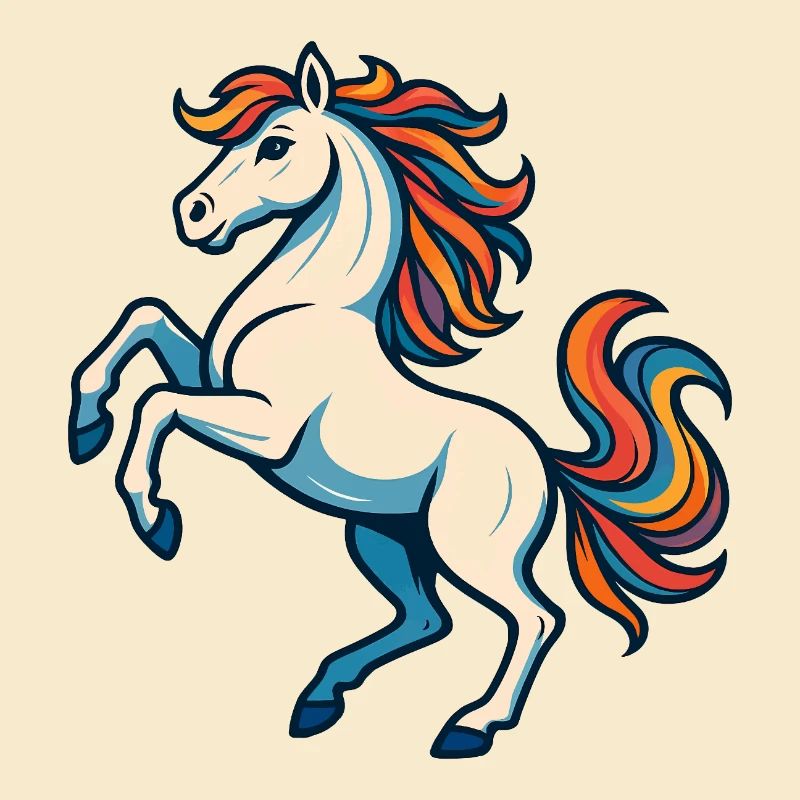 Cheval blanc à la crinière colorée – imaginatif