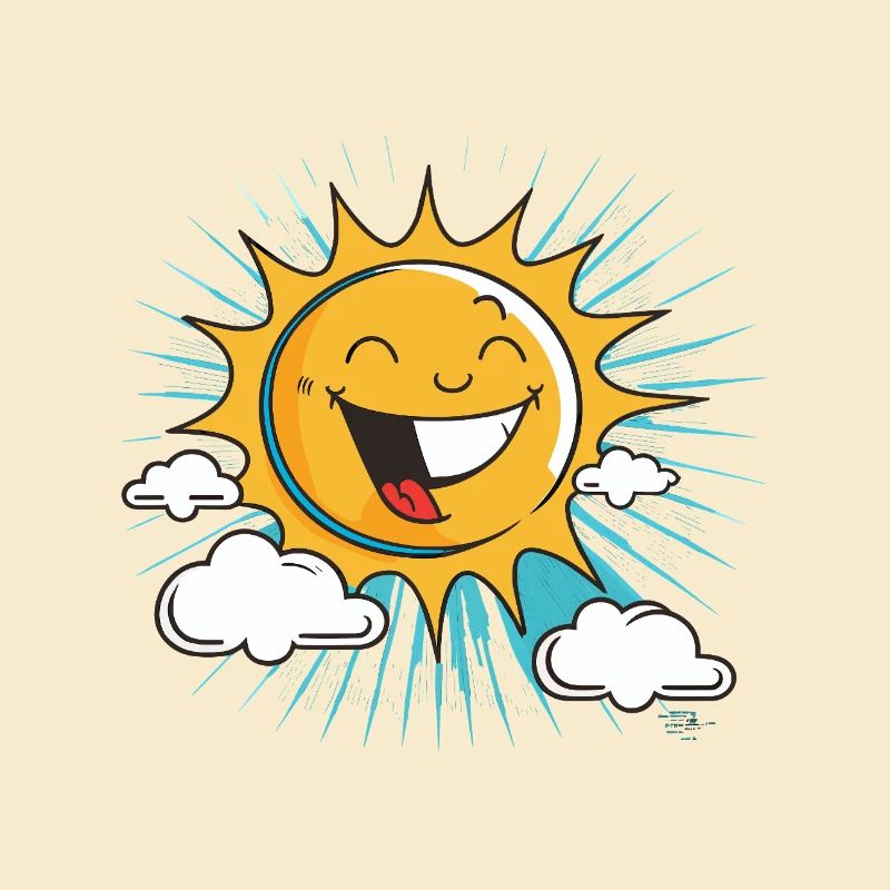 Soleil souriant avec éclatement de nuages