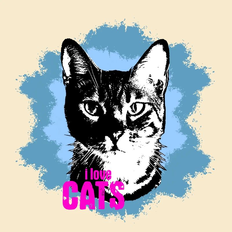 Cat Love Blue Splash