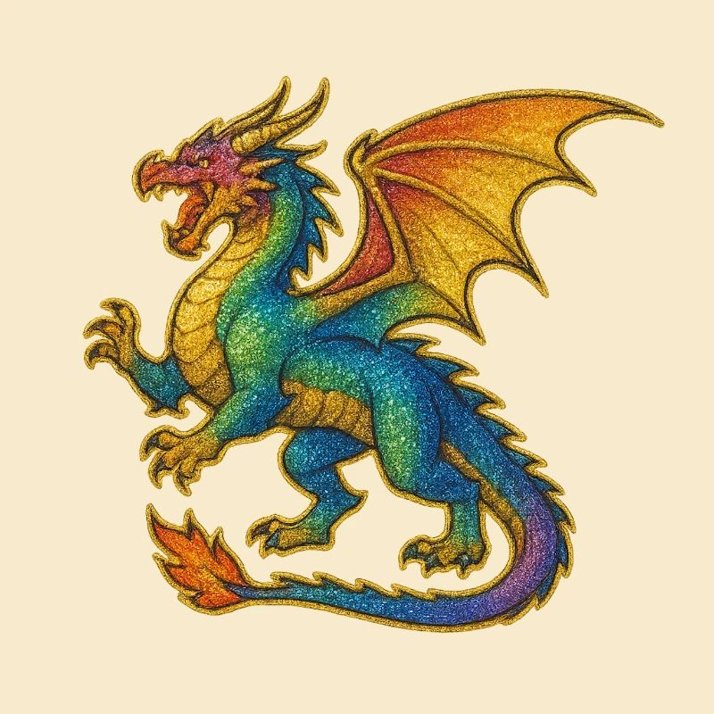 Rainbow Glitter Dragon
