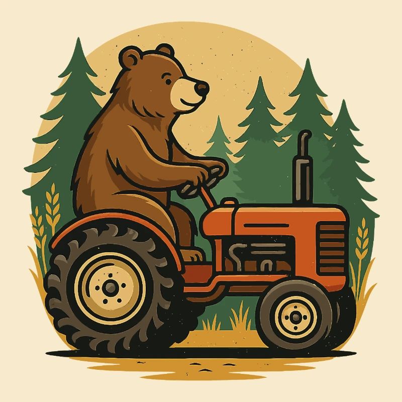 Bear Farmer in Tractor