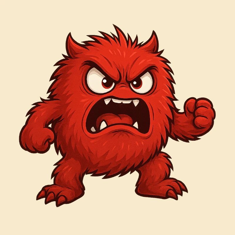 Rotes Wutmonster Cartoon